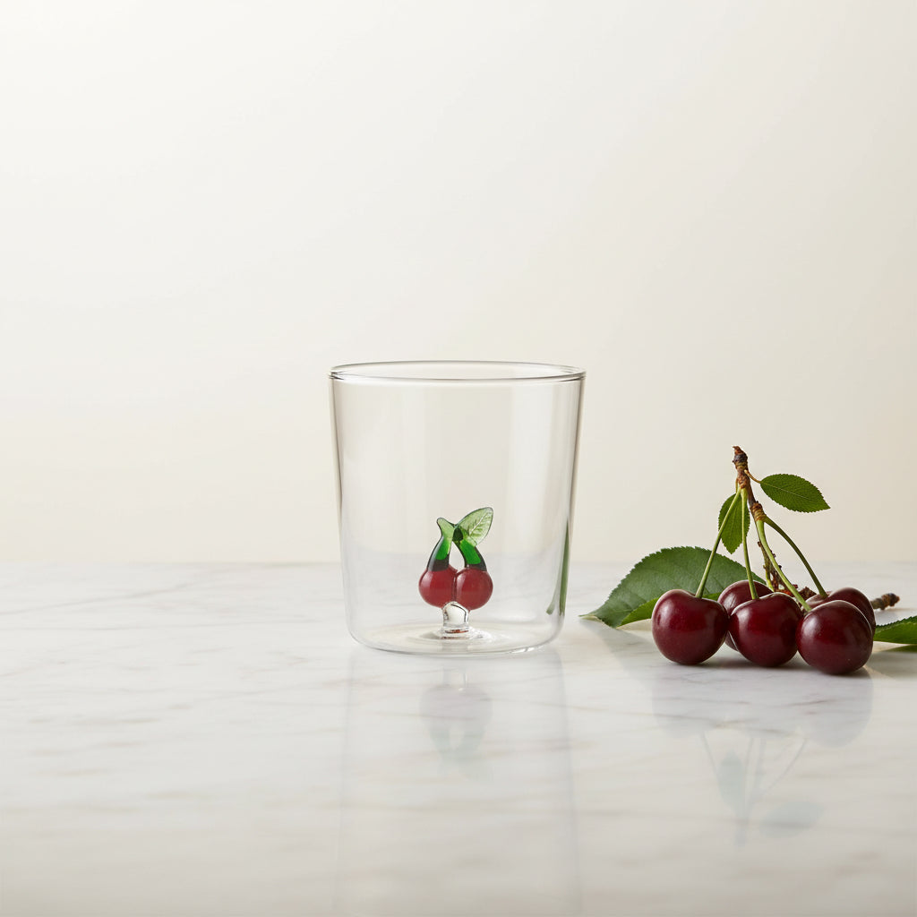 Verres à eau cerise – Lot de 4 verres cerise soufflés à la main 300 ml
