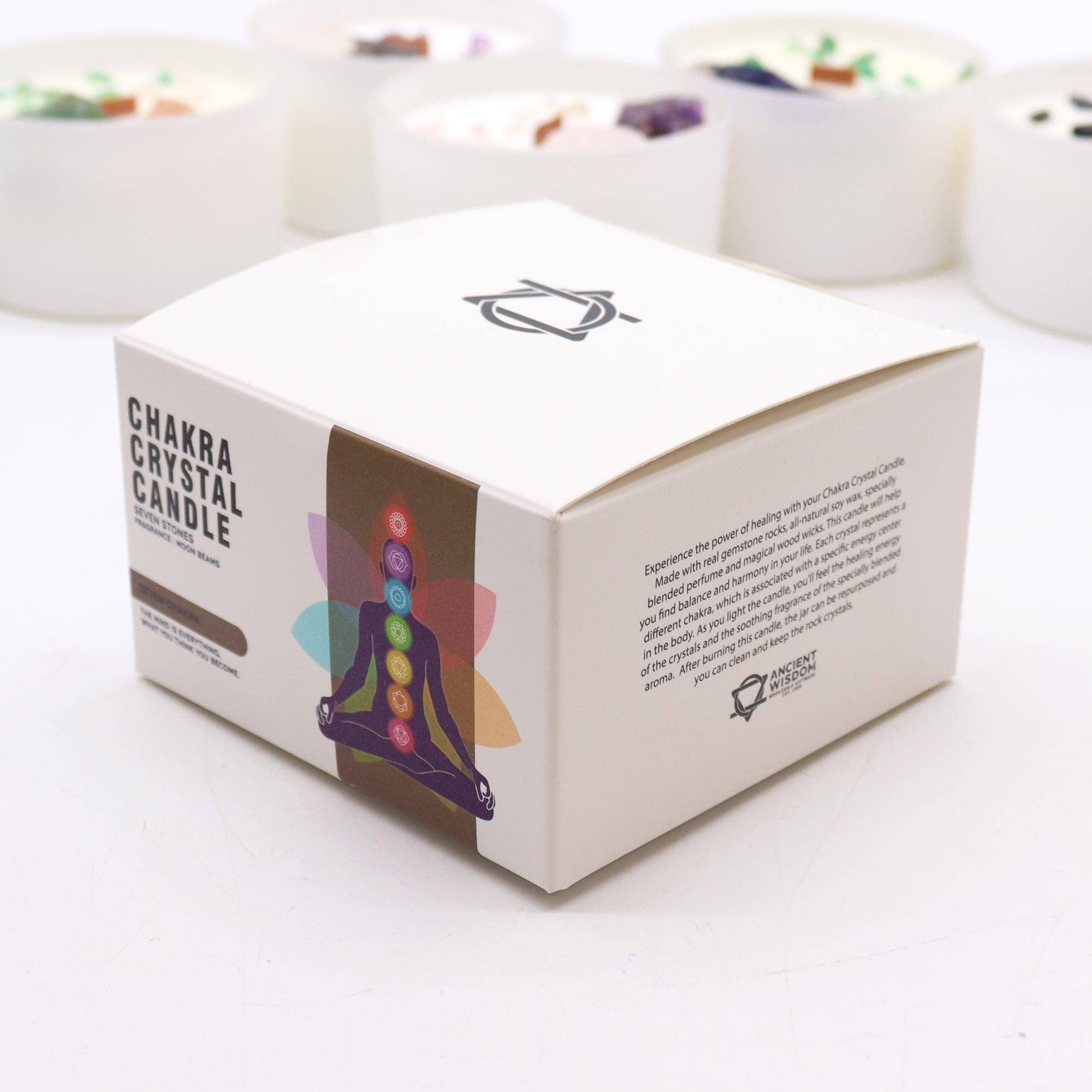 Bougie en cristal des sept chakras | Lumière pour l&