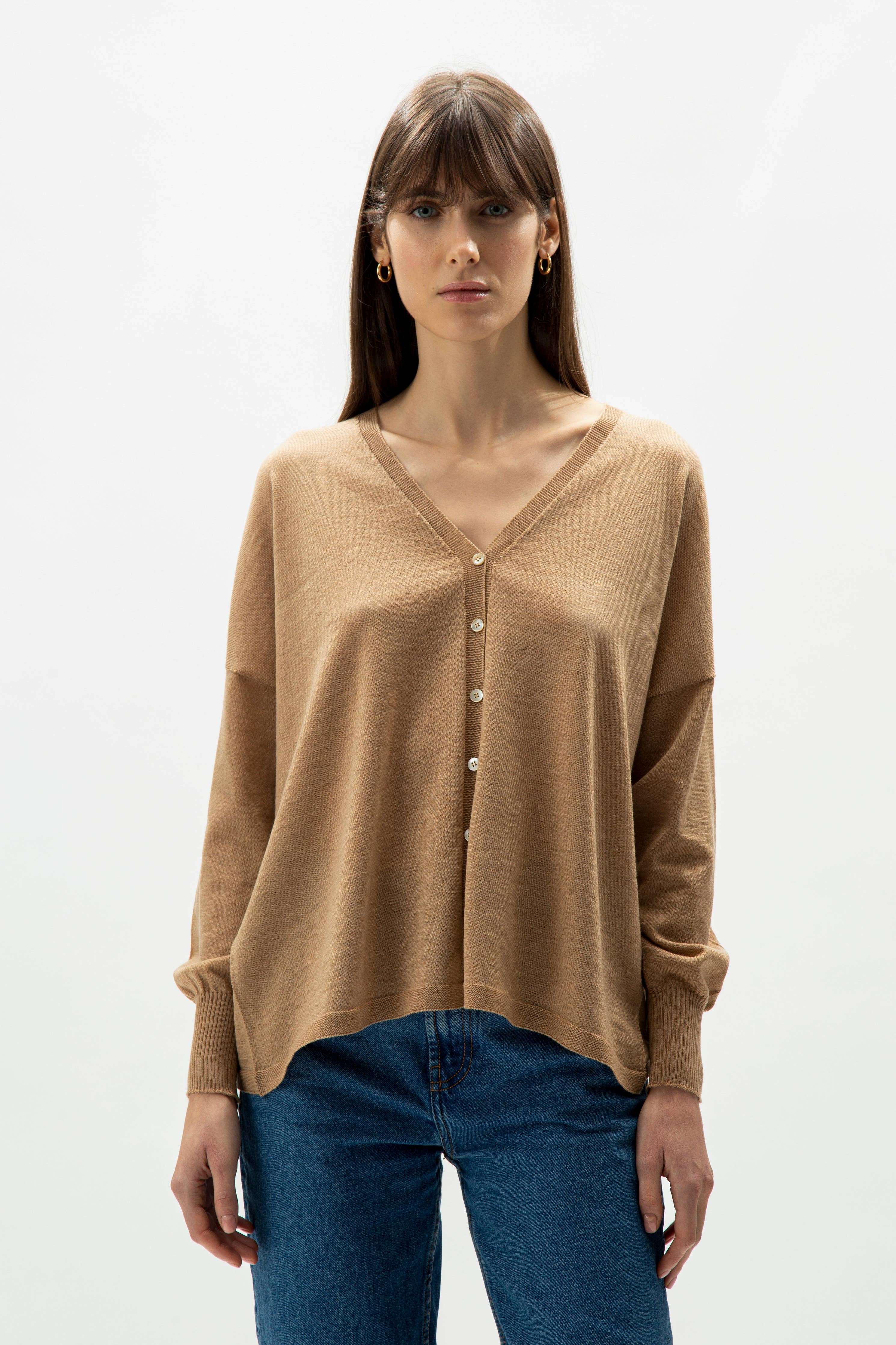 Cardigan col V en Laine Mérinos extra fine, LÈMME
