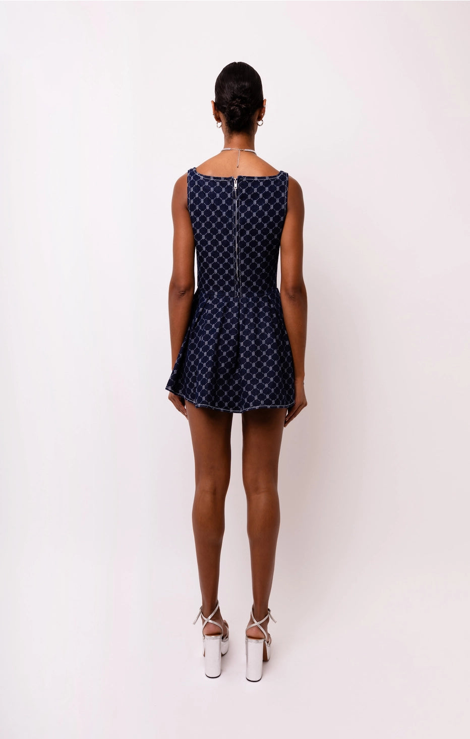 Remi Diamond Denim Skater Mini Dress, AmyLynn