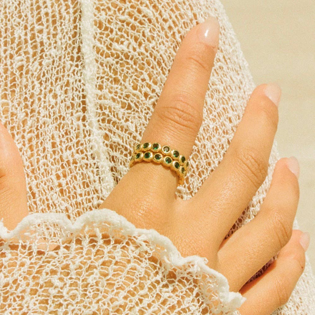 Amélia Green Ring | Vergoldet mit Satin-Finish