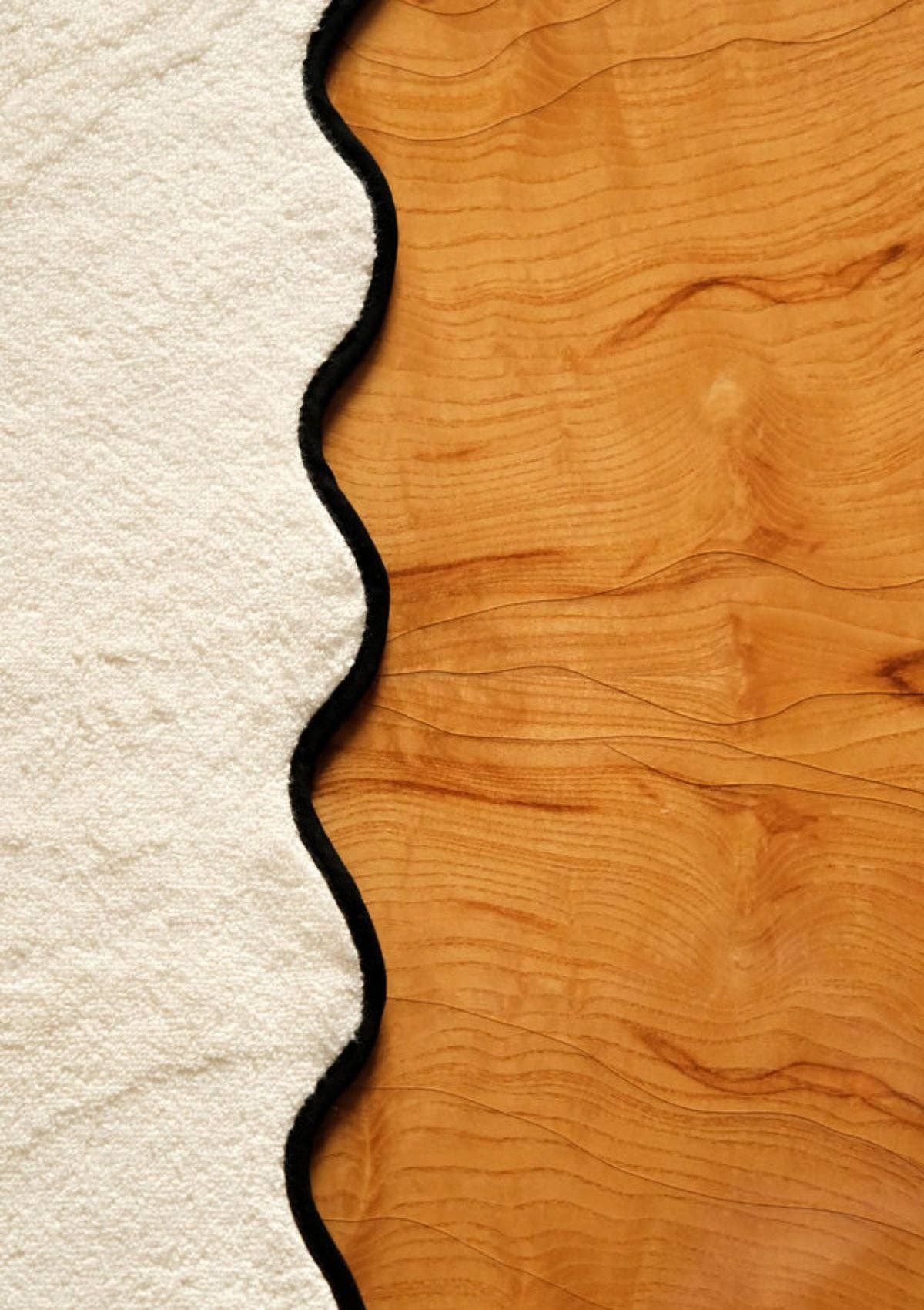 Vågigt badlakan i zero twist-bomull – Elfenben & svart | Tomète