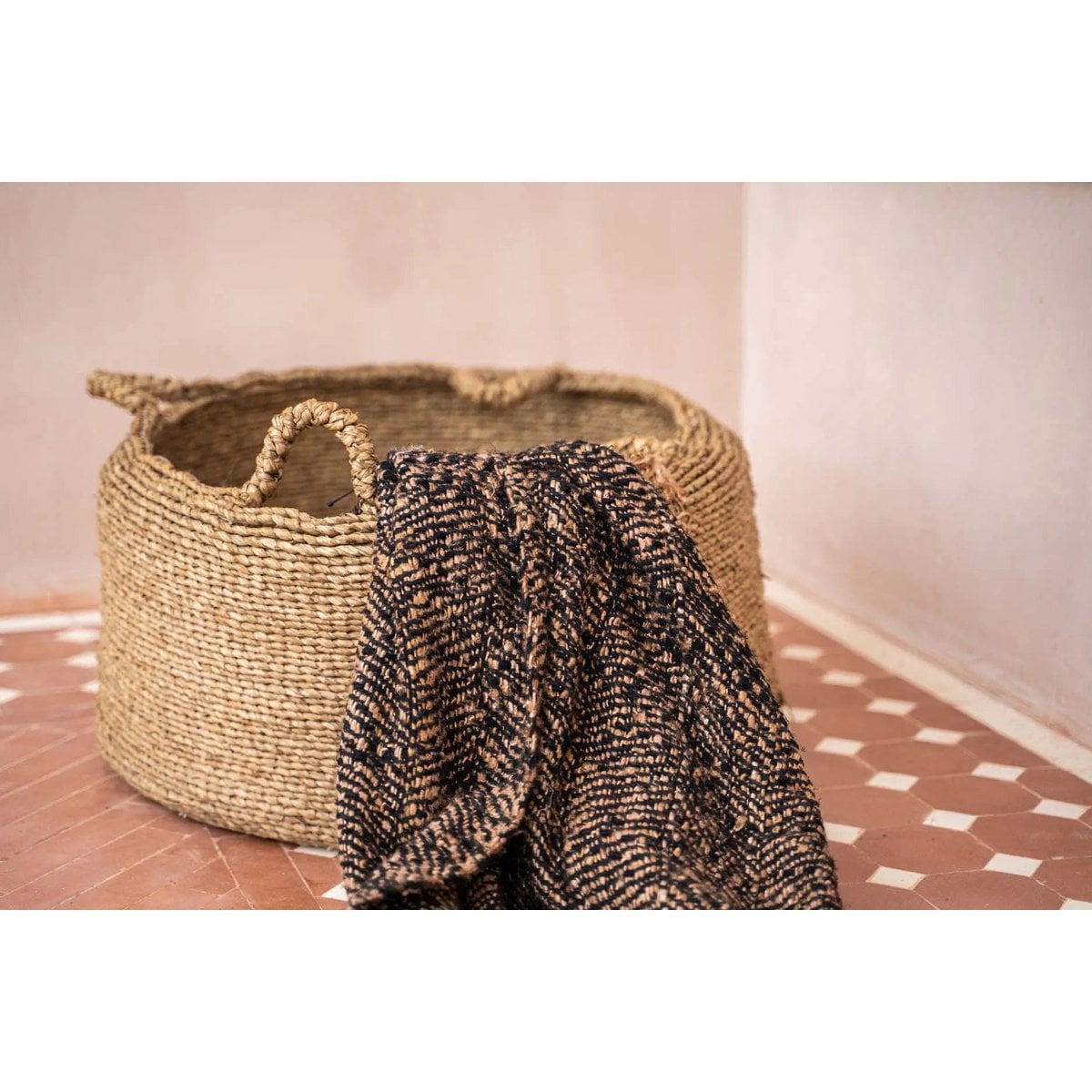 Panier de rangement en jonc de mer Quatres Mains – Naturel (S)