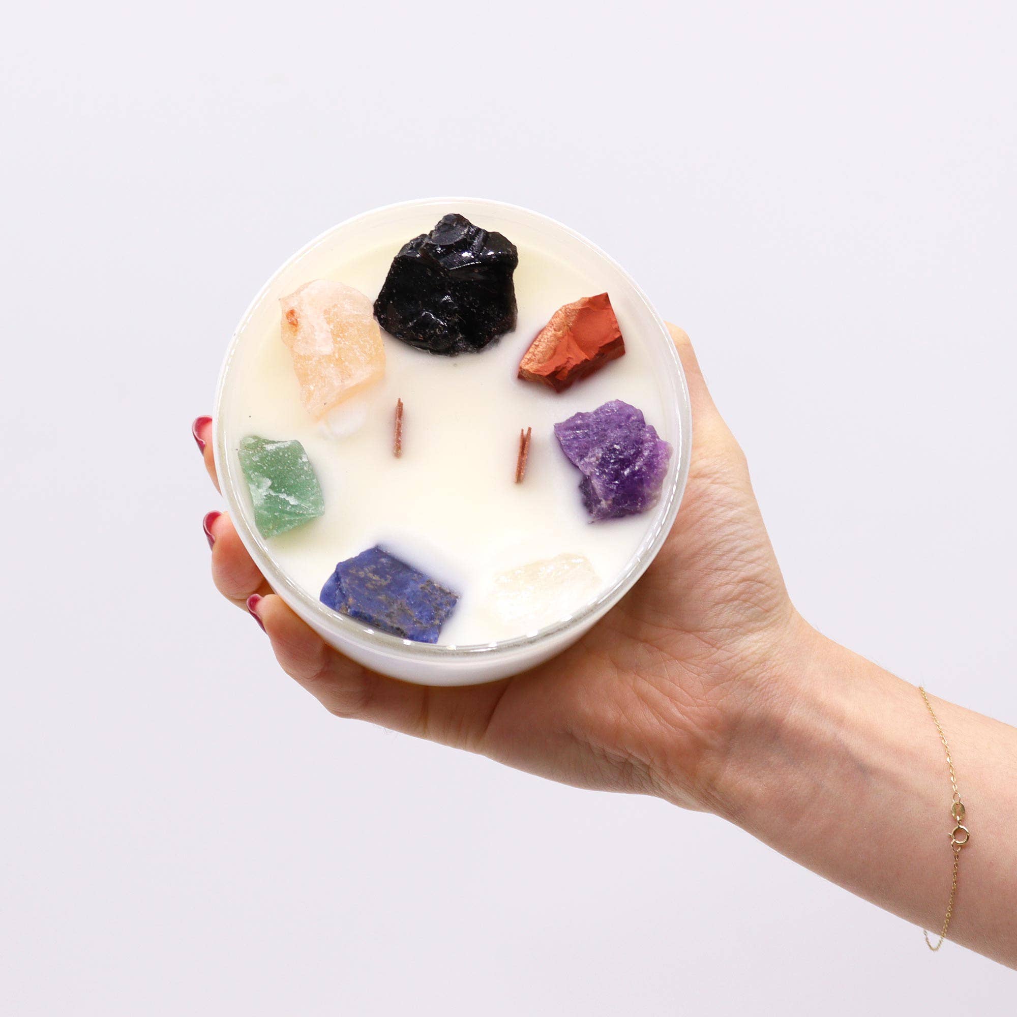 Bougie en cristal des sept chakras | Lumière pour l&