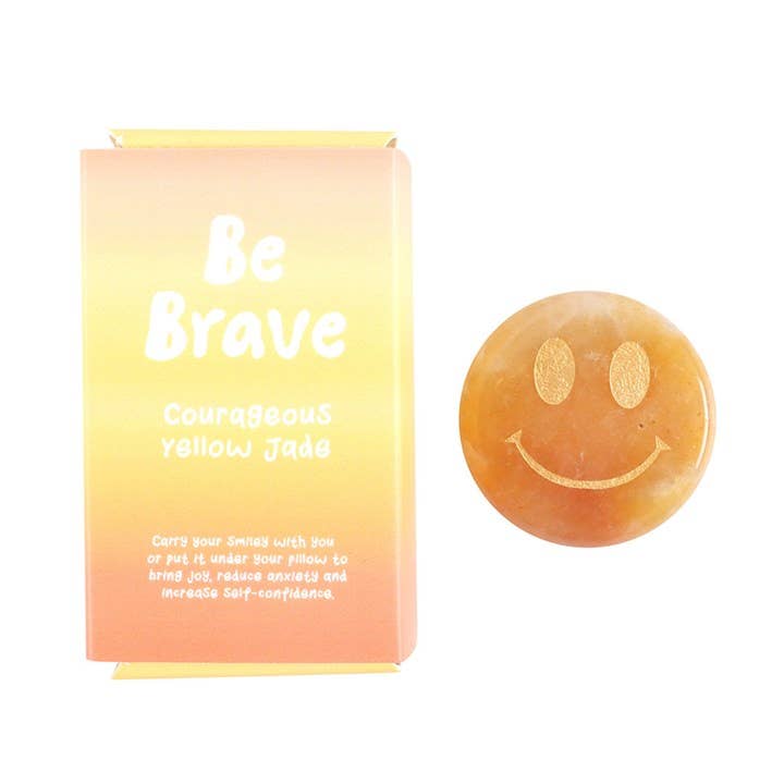 Smiley Kristall – Goldene Jade | Glück & Mut