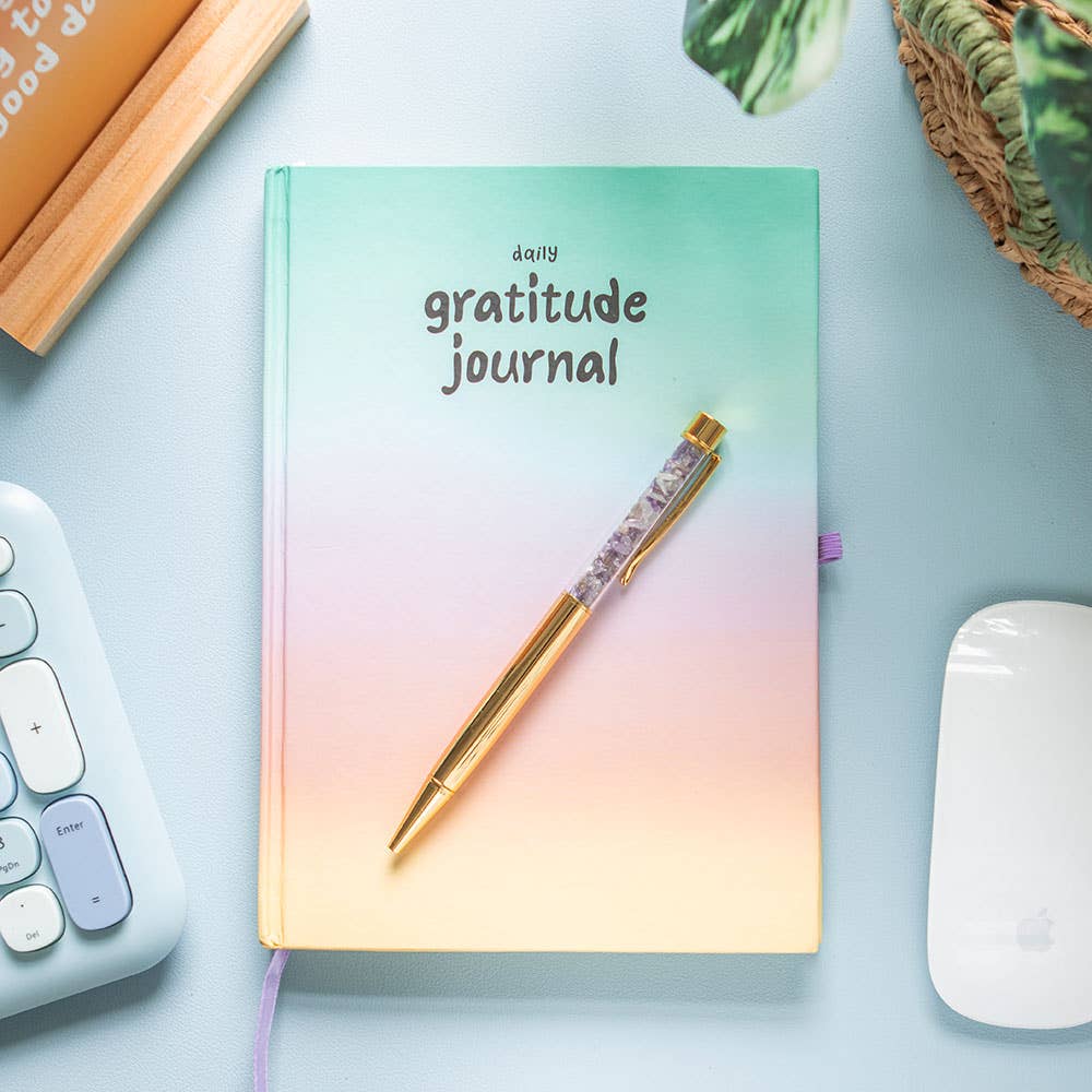 Mindful Moments Dankbarkeits-Tagebuch inkl. Stift m. Amethystkristallen