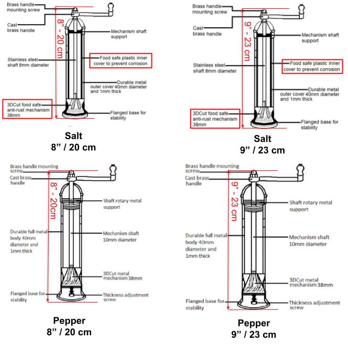 Brass Mill - 9" Pepper Mill, Alexander Handmade Mills