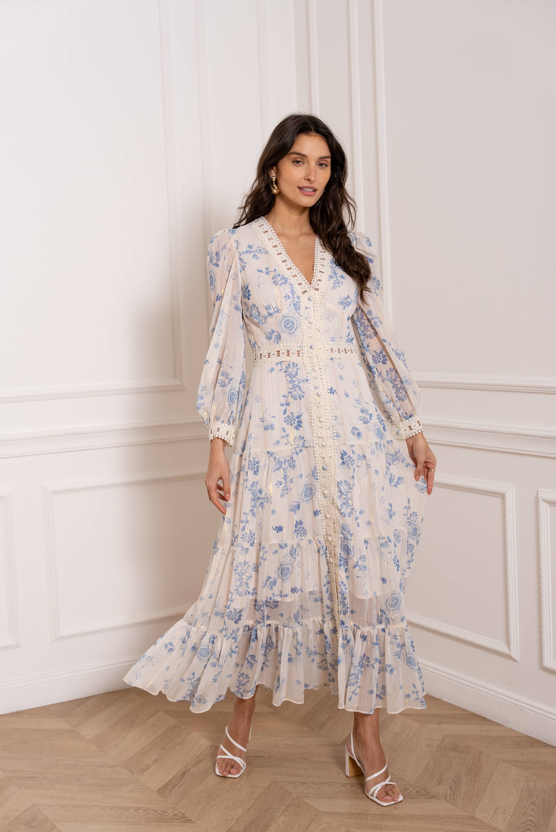 Robe longue en dentelle Avril – Floral