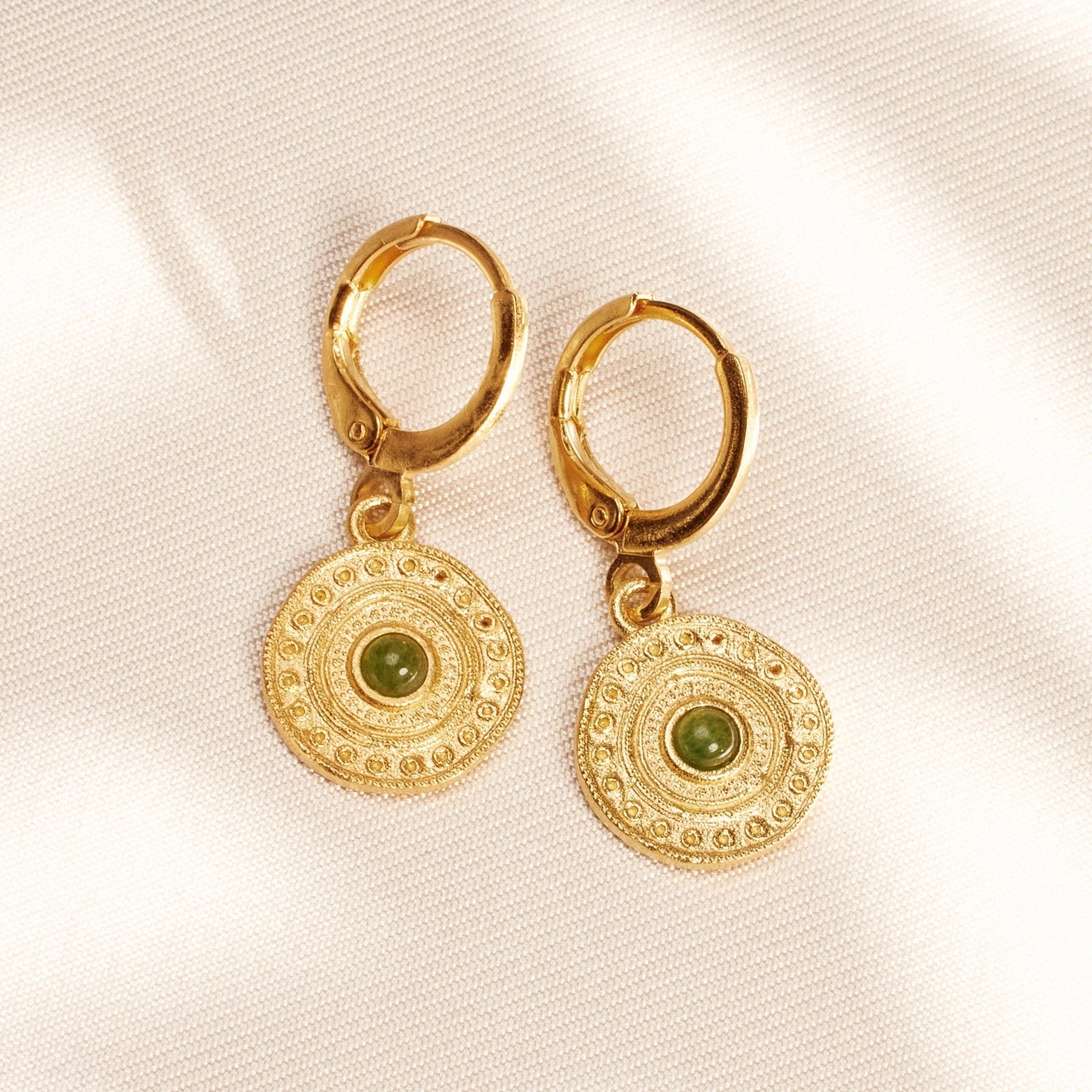 Alba Verde Earrings | 24k Gold + Green Aventurine | Agape Studio Jewelry
