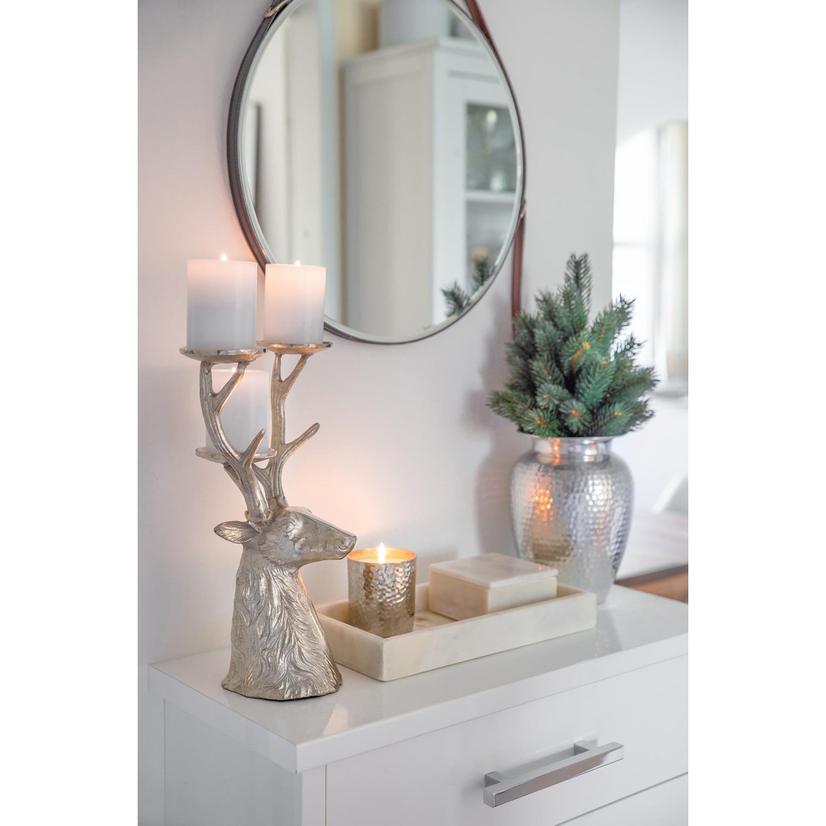 EDZARD | Kerzenständer „Deer“ (H 32 cm, für 3 Stumpenkerzen)