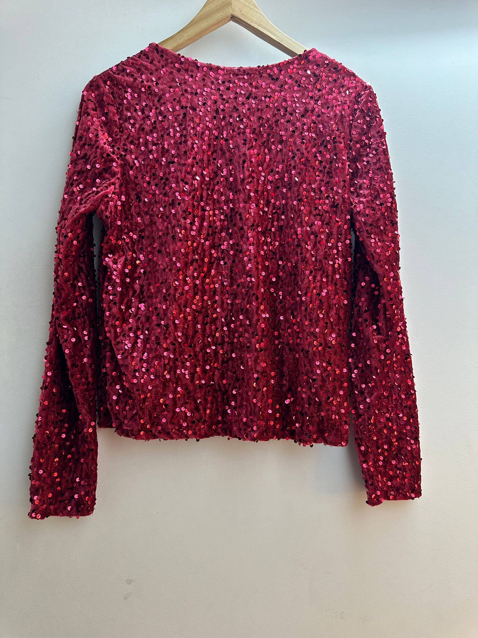 Cardigan à sequins en velours avec liens à nouer -