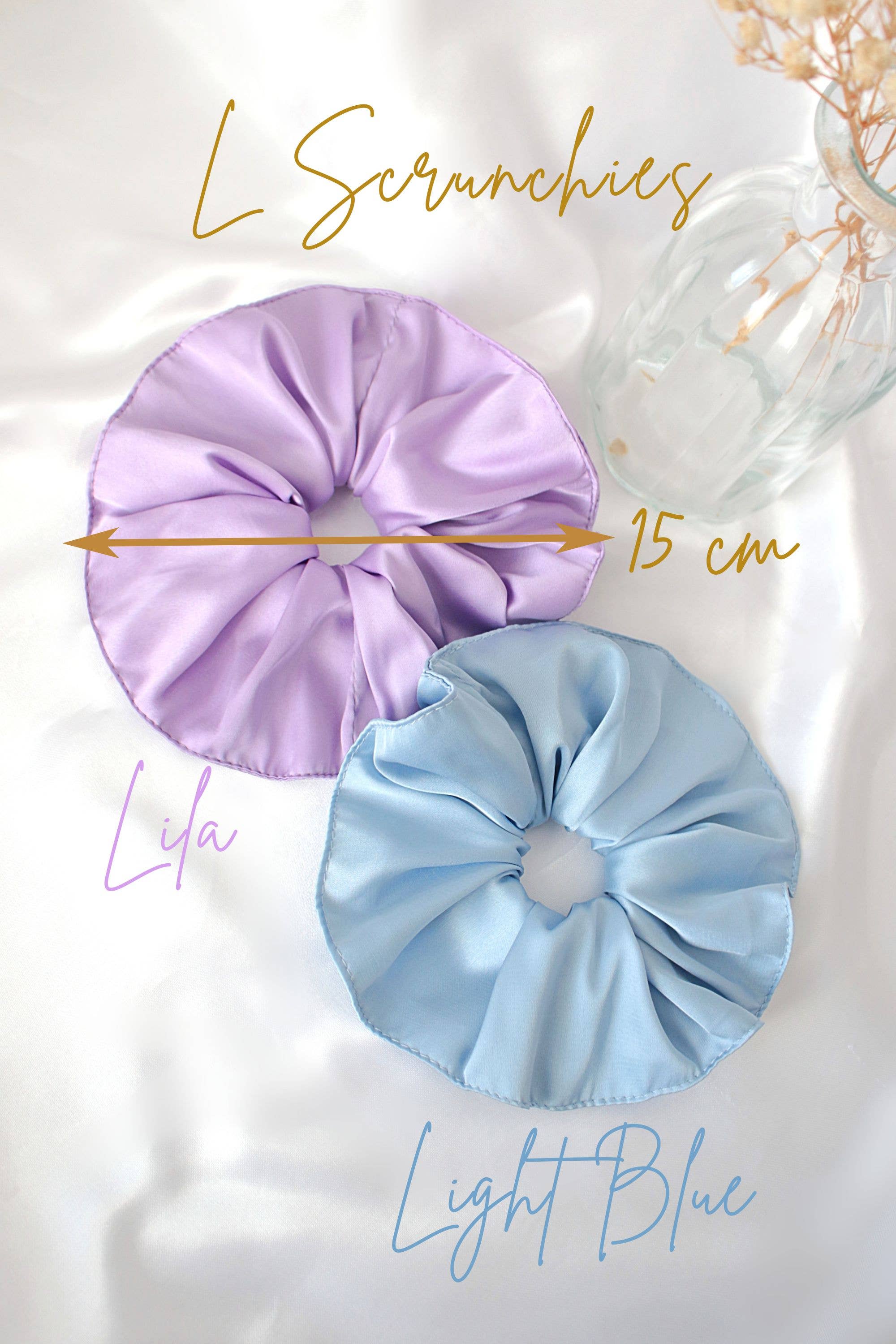 Handgemachte Seiden-Scrunchies-Set | Pastellfarben