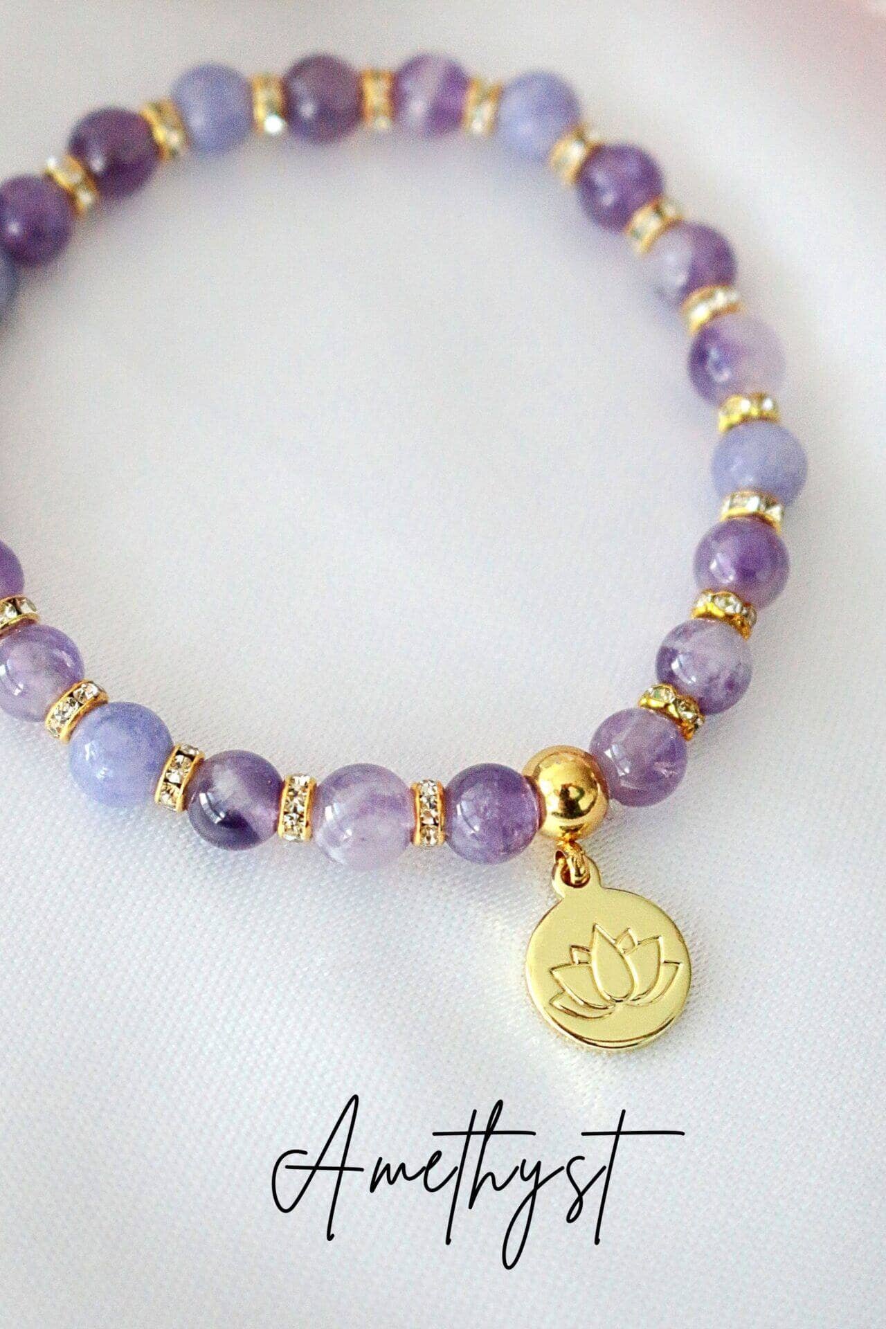 Kristallarmband | 24 Karat vergoldetes Amulett