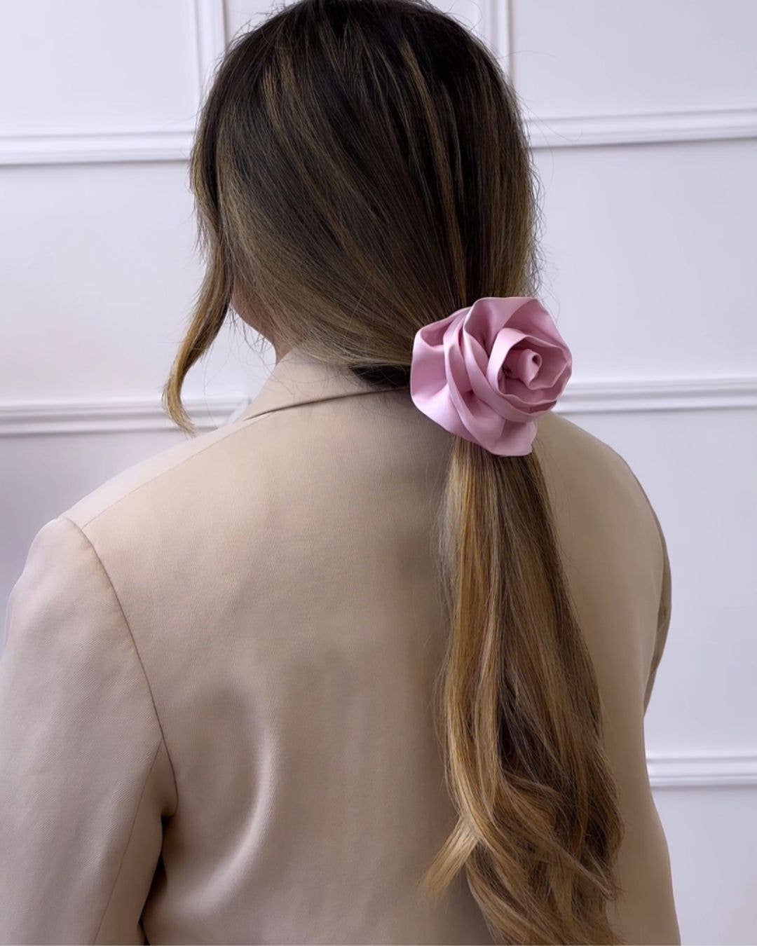 Chouchou Fleur Rose Clair