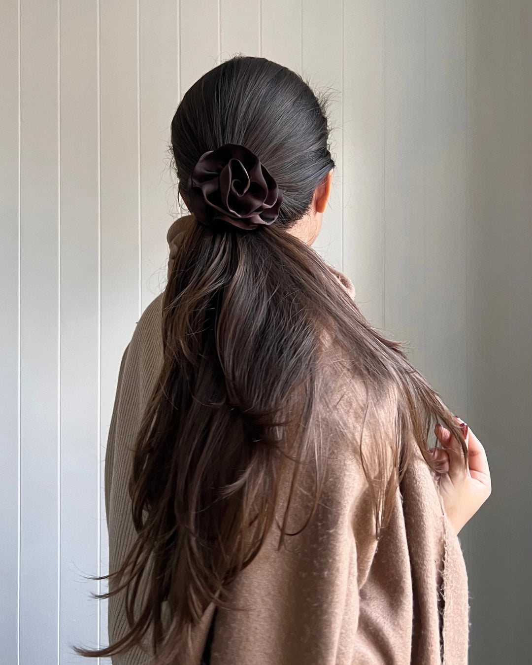 Brown Flower Scrunchie