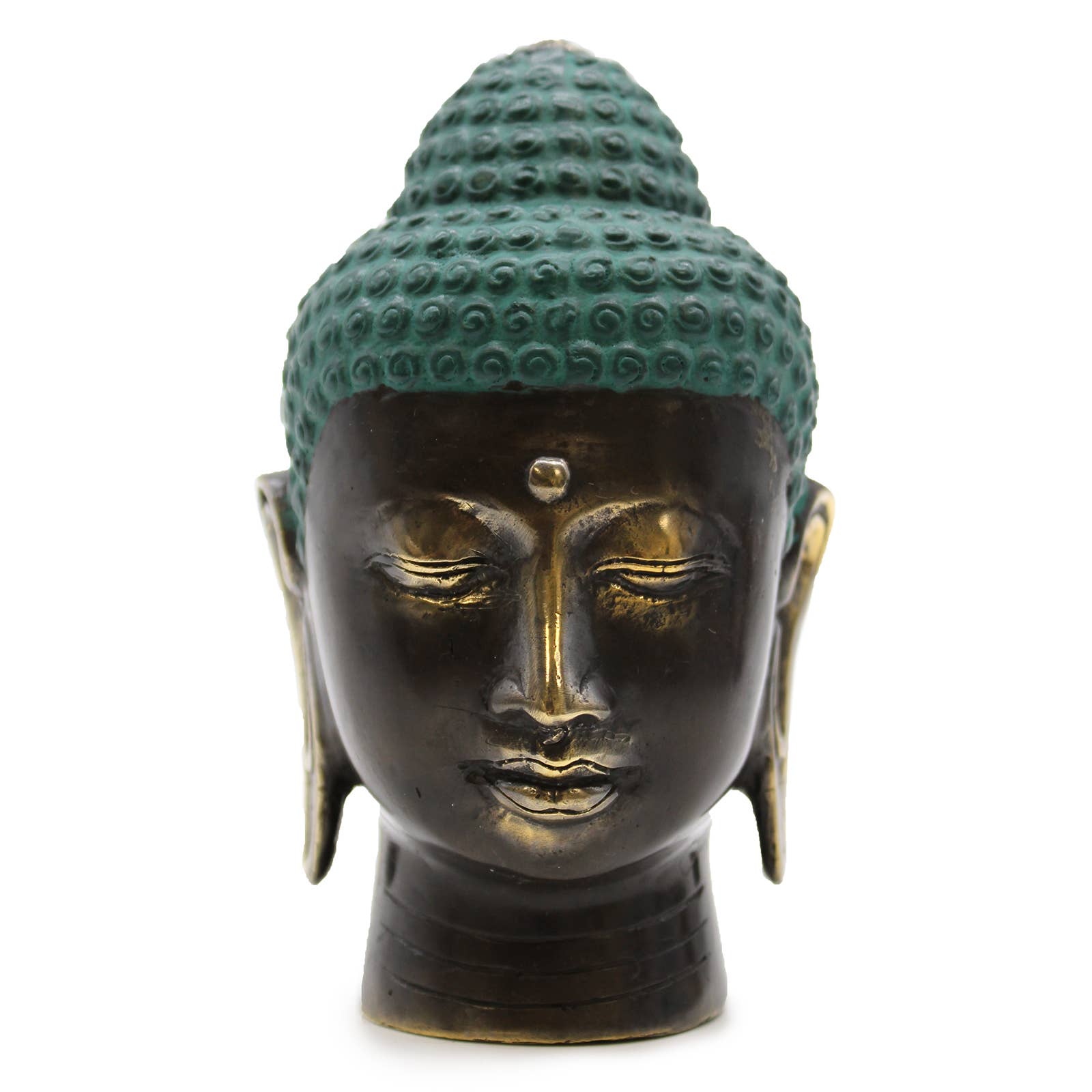 Tête de Bouddha antique en laiton – Grand objet décoratif Feng Shui