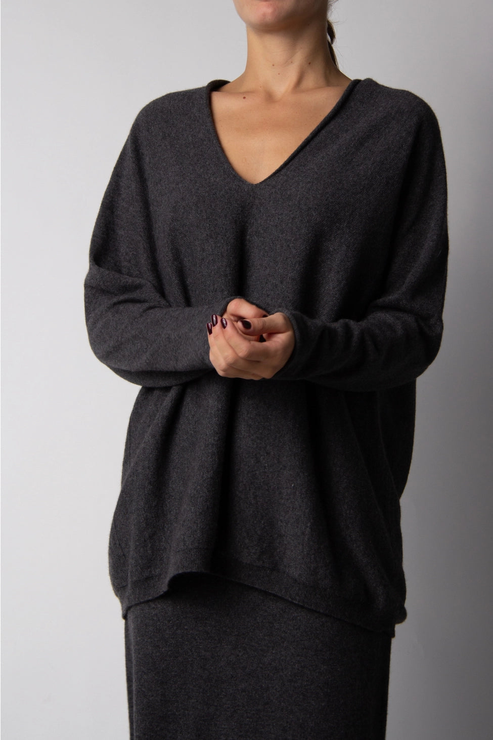 Kaschmir-Mischgewebe V-Ausschnitt Pullover, LÈMME