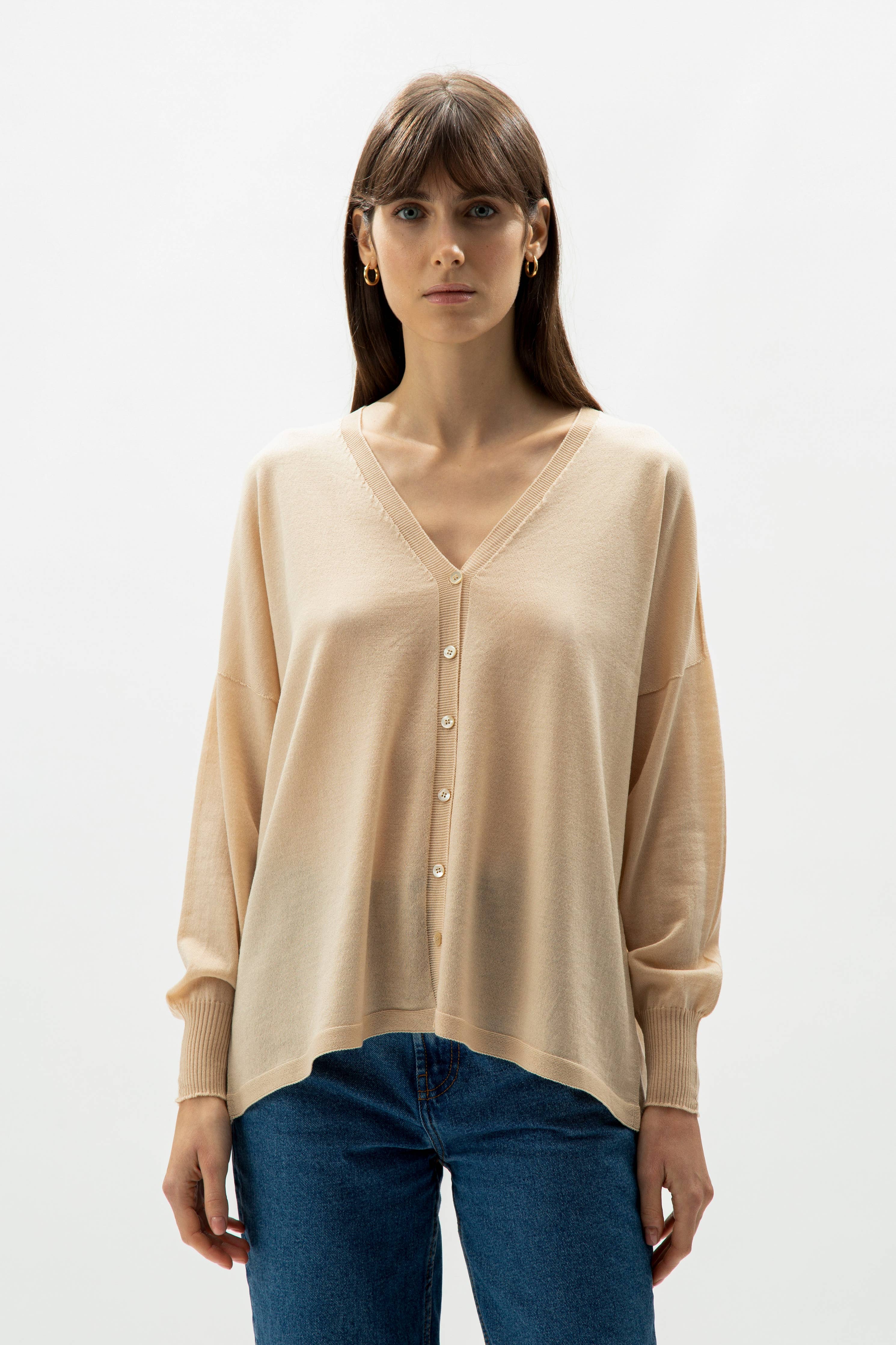 Cardigan col V en Laine Mérinos extra fine, LÈMME