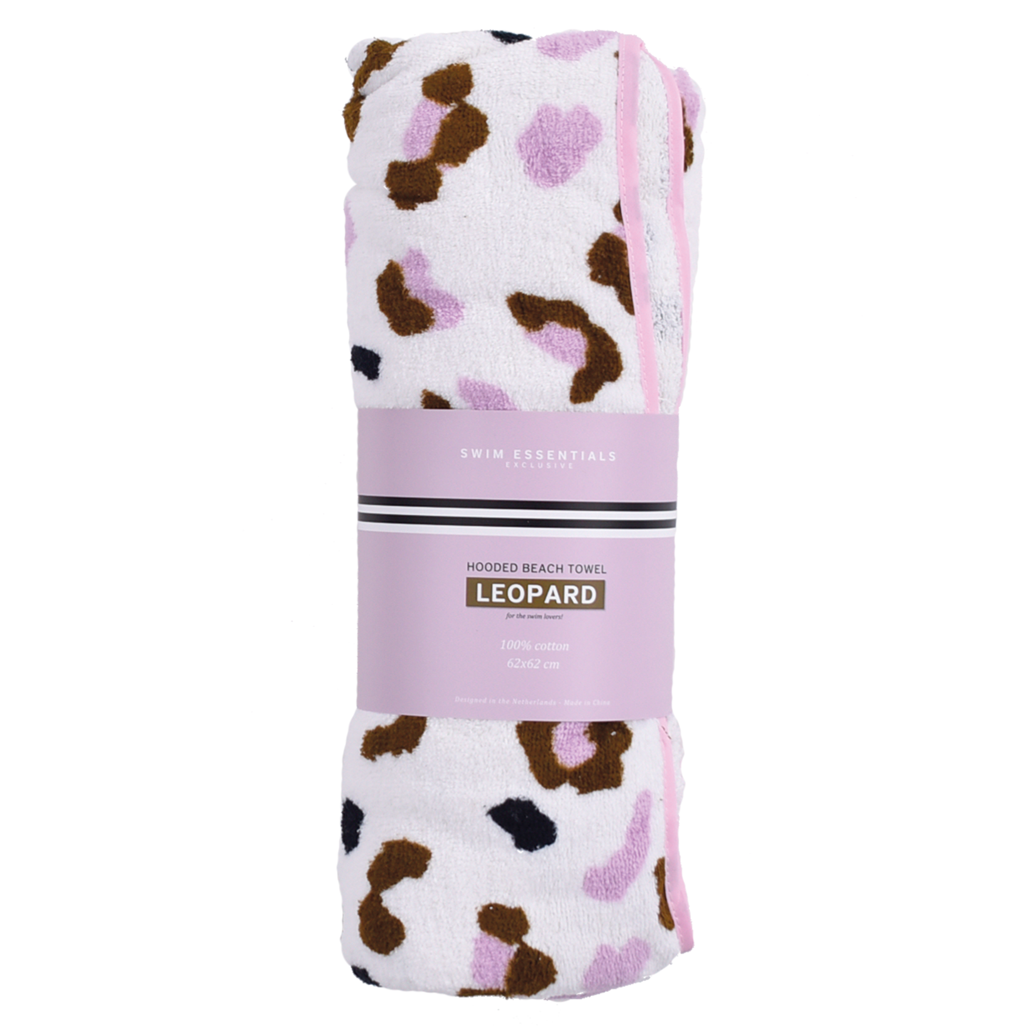 Swim Essentials Strandponcho in Offwhite Panther-Print 65 x 65 cm