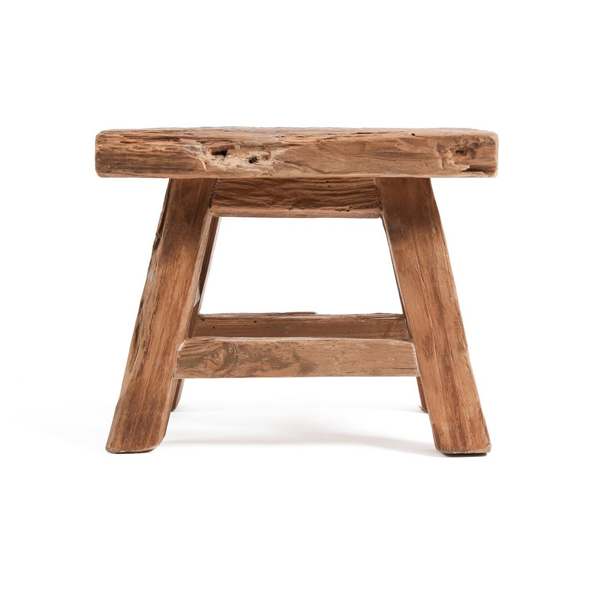 Yoke Hocker – handgefertigter Hocker aus recyceltem Teakholz