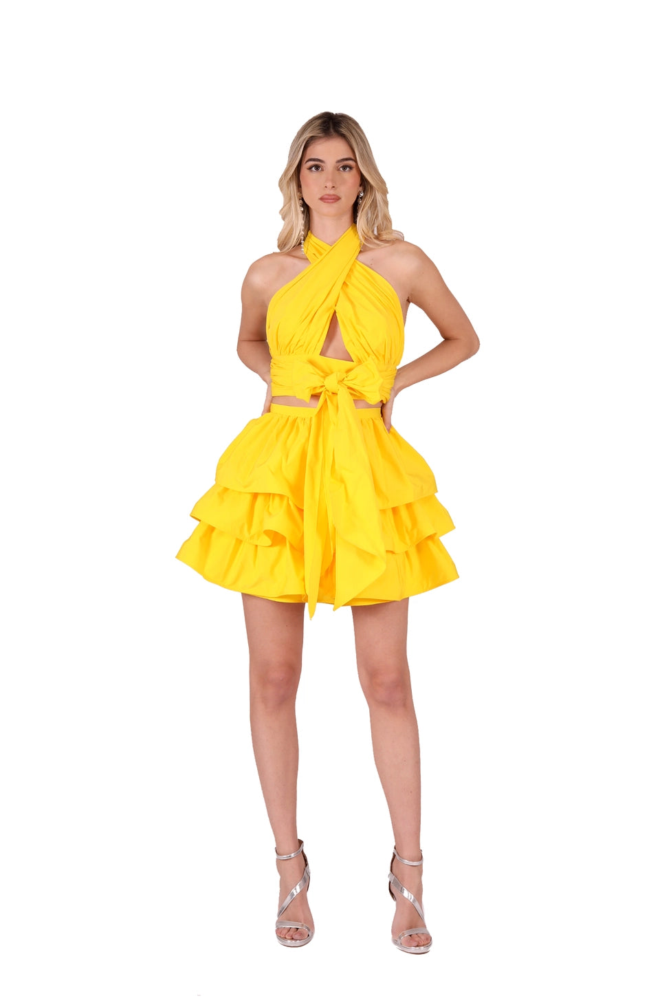 Short dress in yellow with bow, Kuea Italian Style