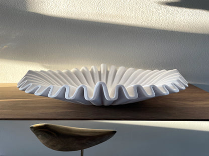 Fluted Bowl White in Resin, Pavot Blue Interiors