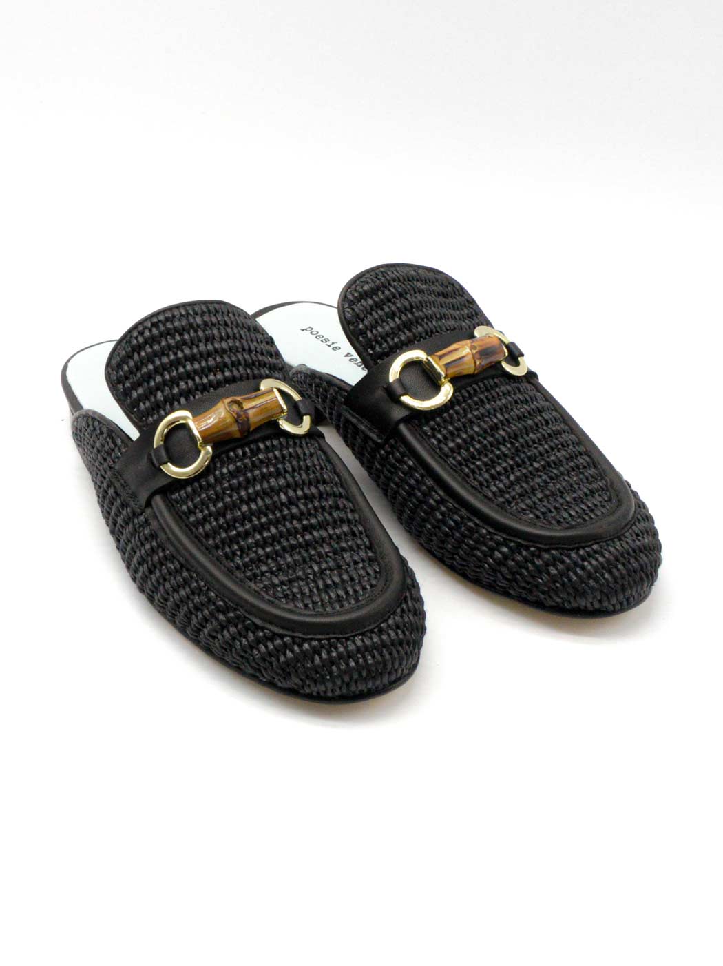 Slip-in Loafers in Raffia with Buckle in Bamboo and Gold, Poesie Veneziane 