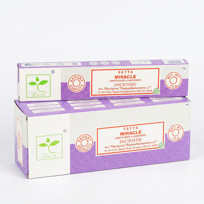 Satya Earth Miracle Incense – White Sage &amp; Lavender, 15 g