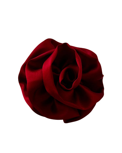 Dark Red Flower Scrunchie, SYLKI LONDON