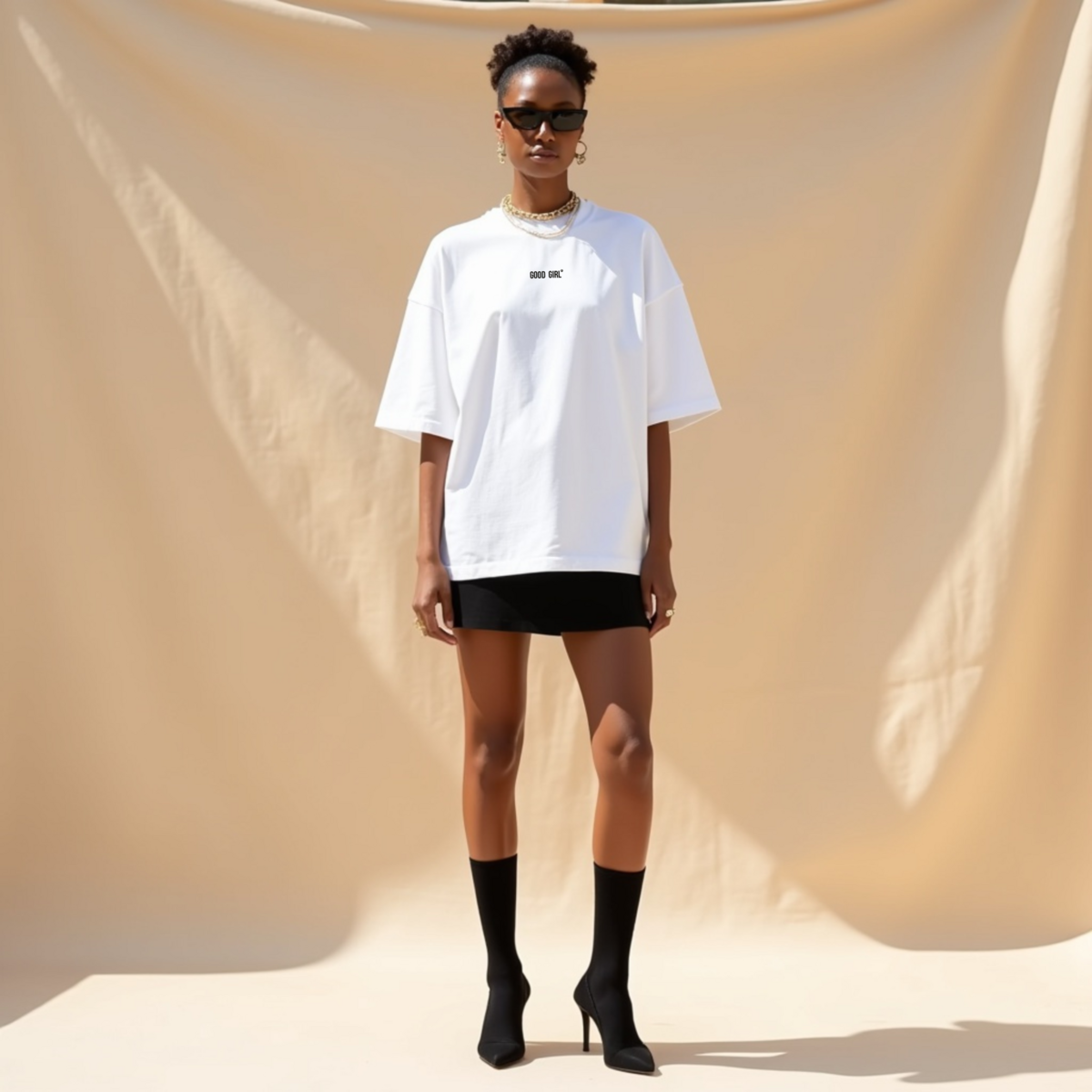 Oversized Statement T-Shirt – GOOD GIRL® BAD HABITS – Svart/Vit eller Vit/Svart