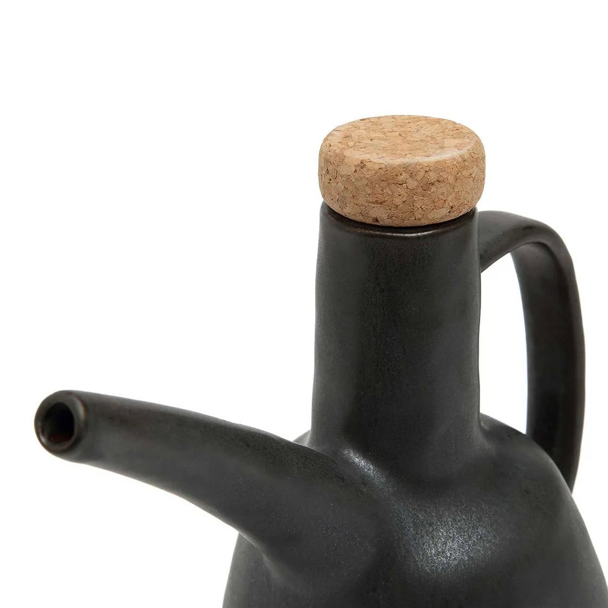 Handgjord olivoljeflaska i svart stengods – Bazar Bizar N°79