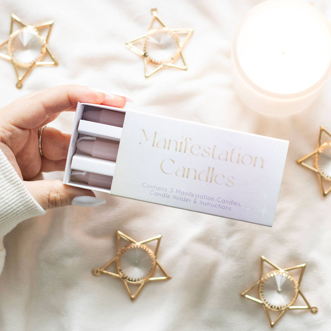 Manifestationsstearinljus – Set om 3 | Rosa | För intention och positiv energi