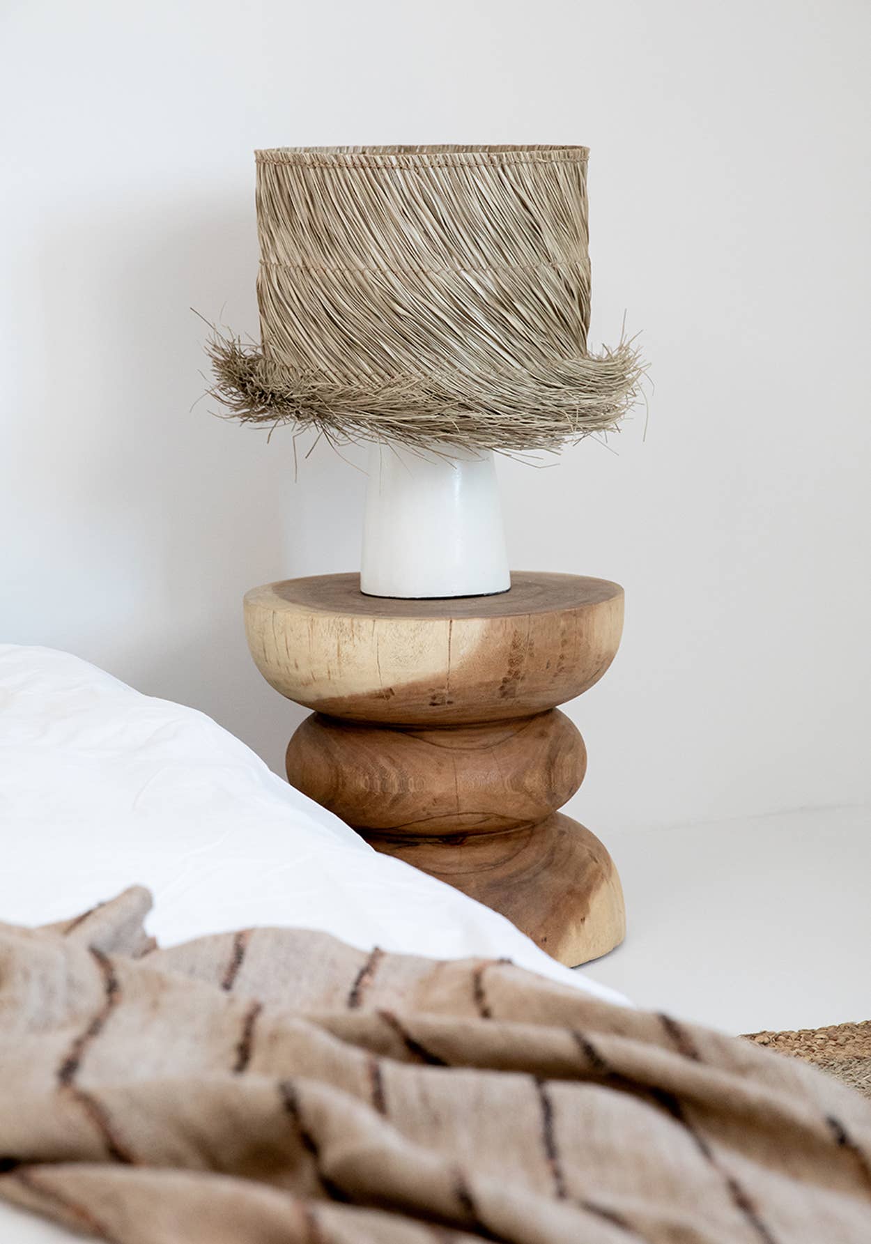 Bali Tischlampe - Weiß Natur
