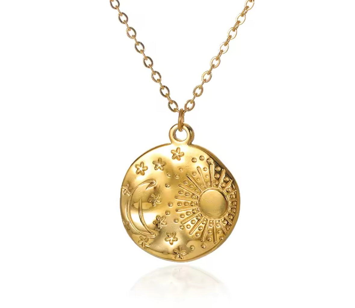 Sun &amp; Moon Halskette – Vergoldeter Edelstahl
