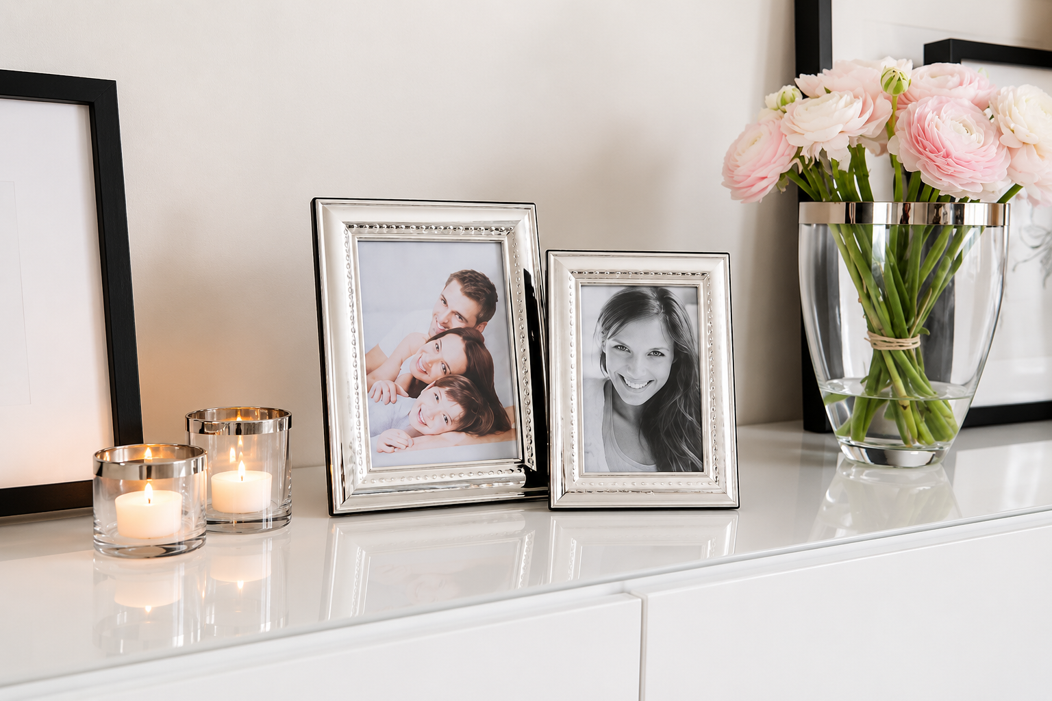 Munblåst Kristallvas med Platinarand h24 cm | EDZARD