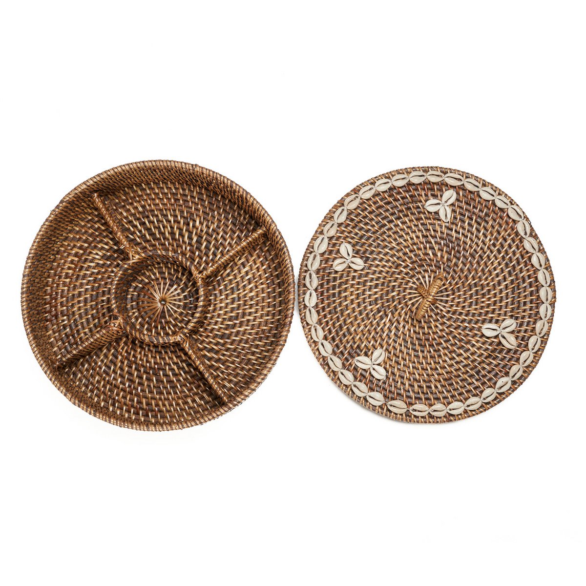 Rottingbricka med fack och lock – Natural Brown