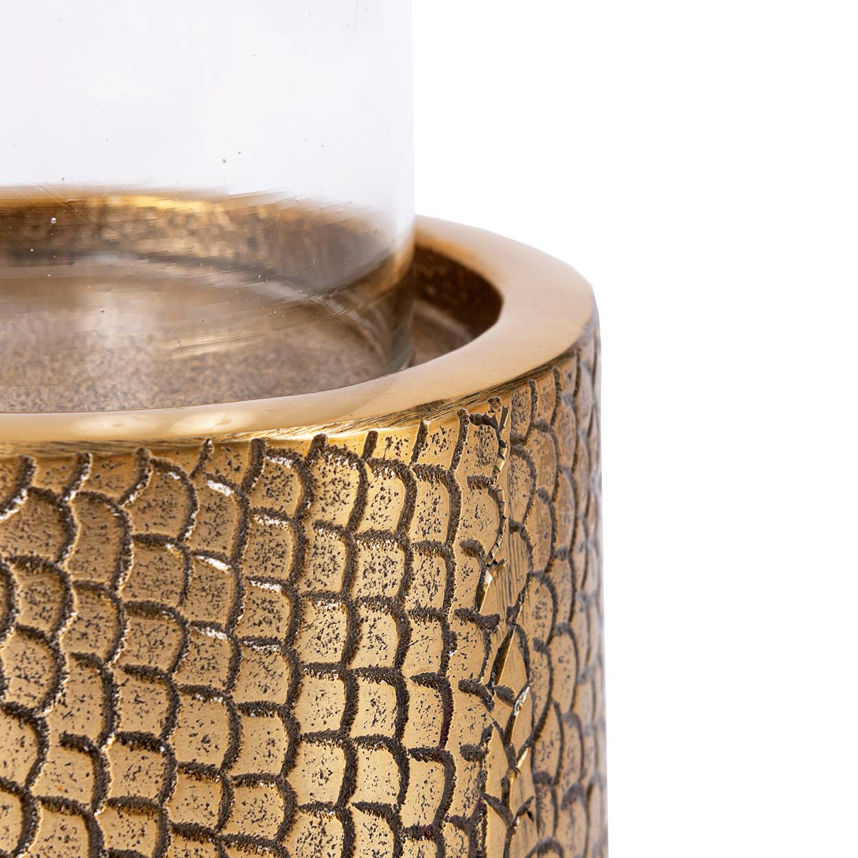 Bougeoir Croco en laiton avec verre (grand) | Bazar Bizar Living