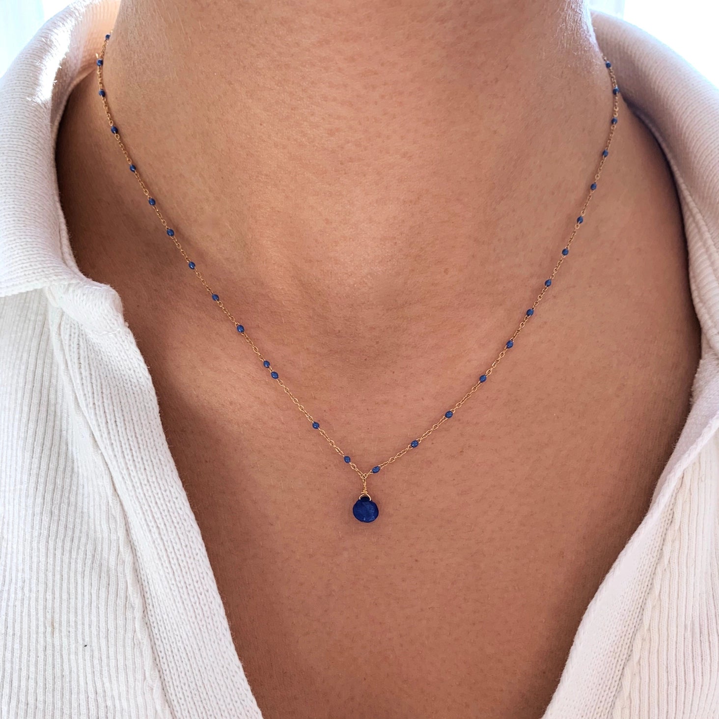 Necklace with drop of natural stone, Victoire Collection