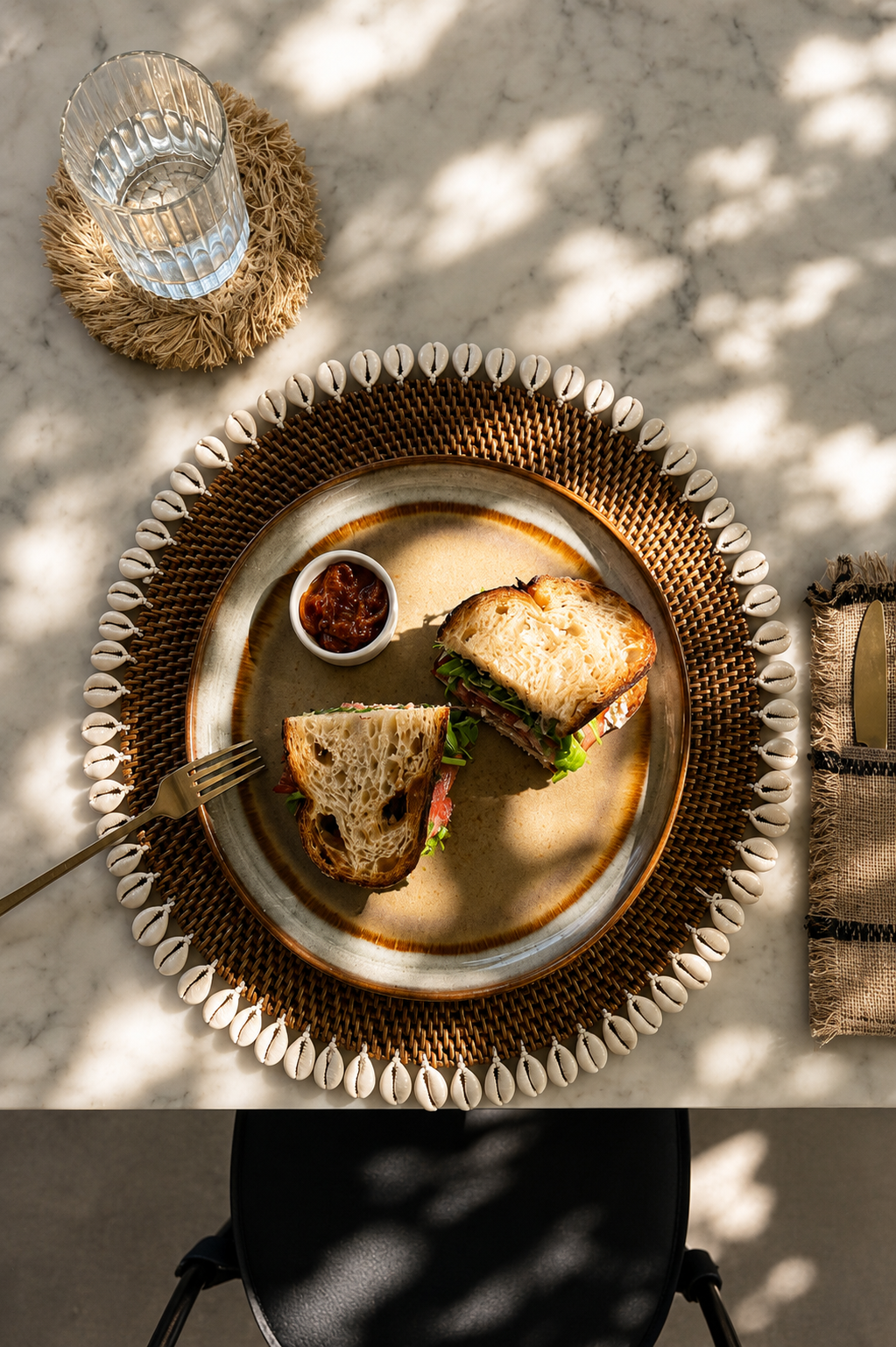 Das Koloniale Muschel-Tischset – Naturbraun