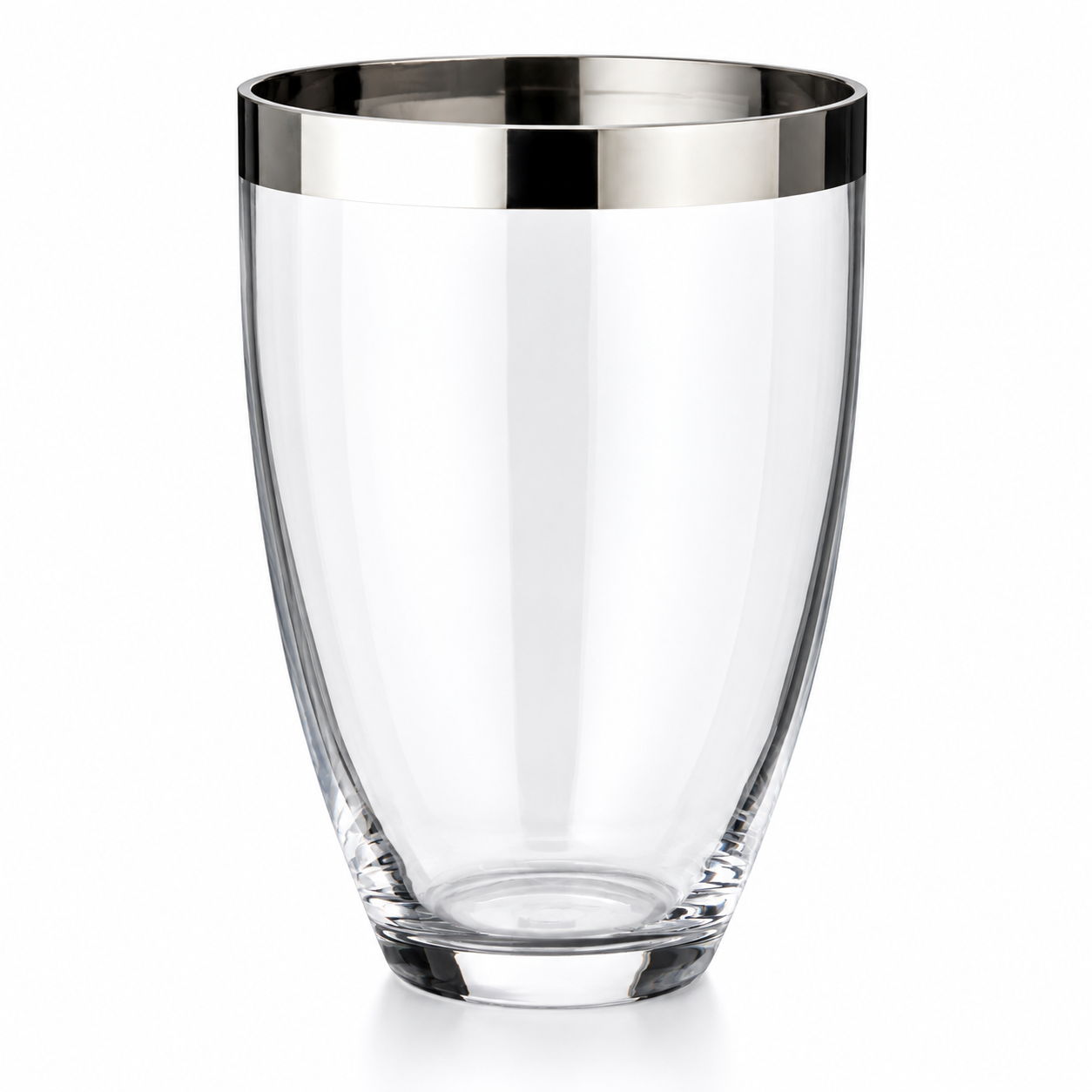 Munblåst Kristallvas med Platinarand h24 cm | EDZARD