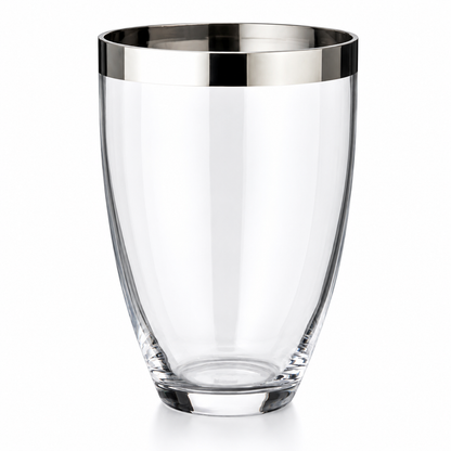 Munblåst Kristallvas med Platinarand h24 cm | EDZARD