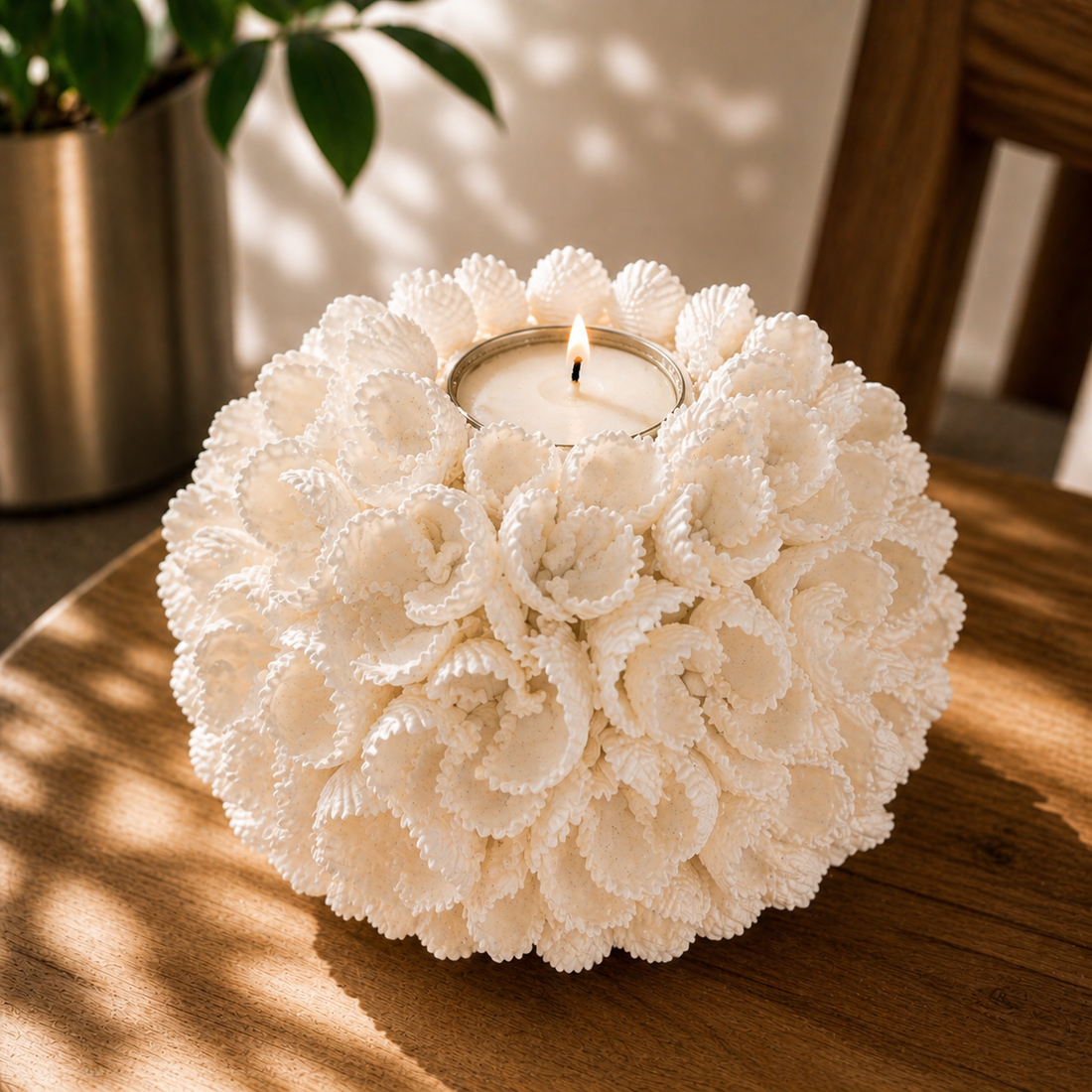 Flower Power Seashell Candle Holder - Size L