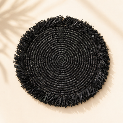 Sets de table faits main en raphia noir | AMBON