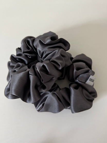 Luna Grey Pure Silk Scrunchie