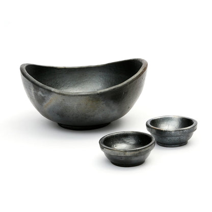 The Burned Curved Bowls – Black – Set om 3