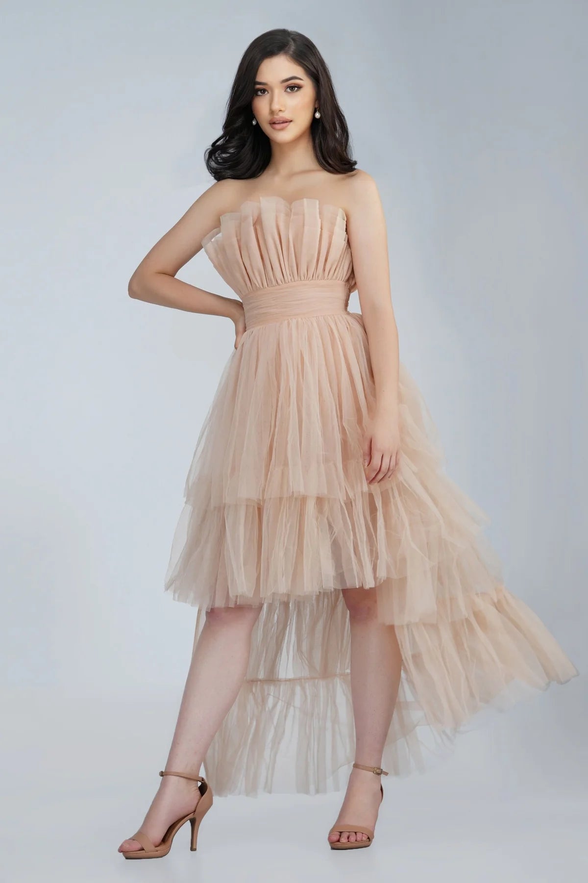 Lace &amp; Beads – Nelita Maxikleid in Neutral