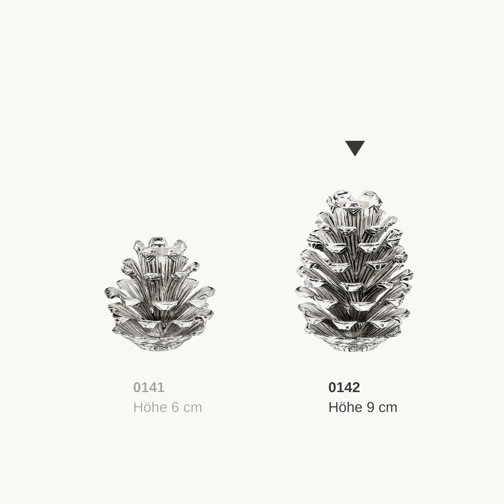 Kerzenleuchter „Pinecone“ – 9 cm / 6 cm (Silberfinish) – EDZARD