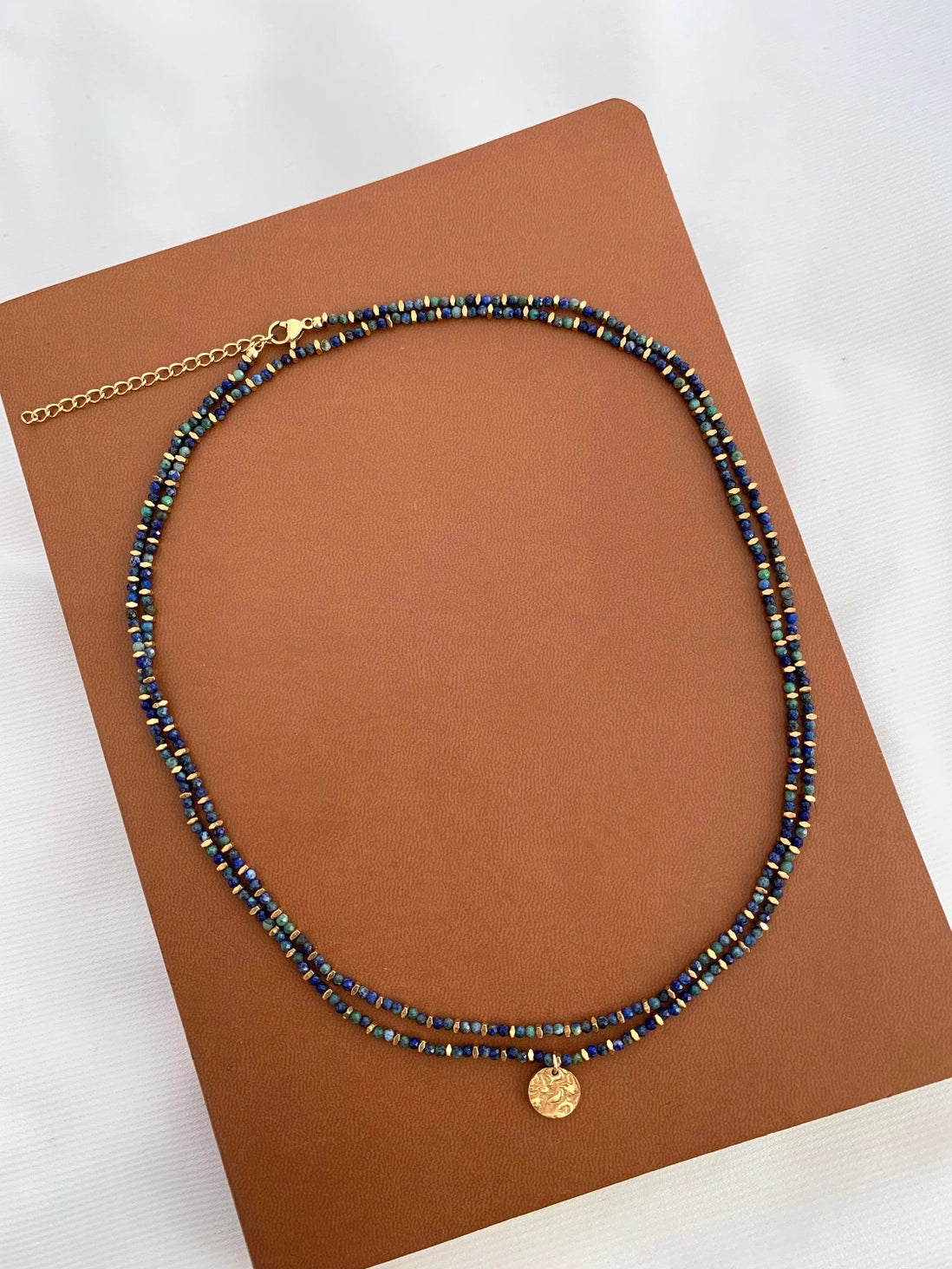 Necklace of Lapis Lazuli stones + Gold Plated Serpentine Chain, Victoire Collection