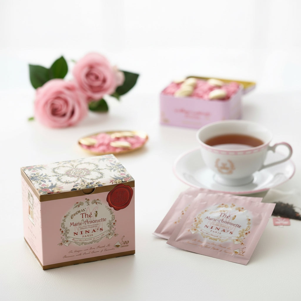Svart te med ros &amp; äpple – Marie Antoinette, 10 tepåsar (20 g) | Nina’s Paris