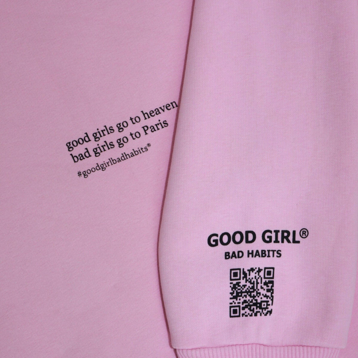 Hoodie “BAD GIRLS GO TO PARIS” – Pink / Beige / Light Blue